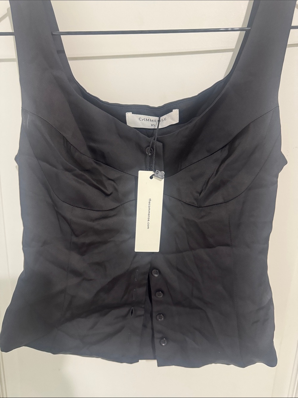 Commense Collective Black Satin Button-Front button